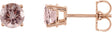 14K Gold Natural Pink Morganite Round 4-Prong Lightweight Stud Earrings - Rose Gold