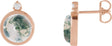 14K Gold Round Natural Diamond Cabochon Bezel-Set Earrings - Rose Gold