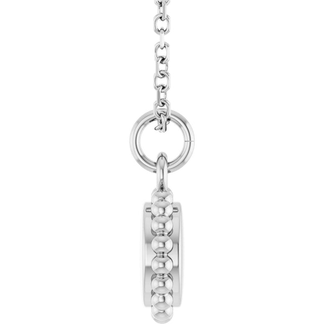 Platinum Engravable Beaded Disc Necklace or Pendant - view 3