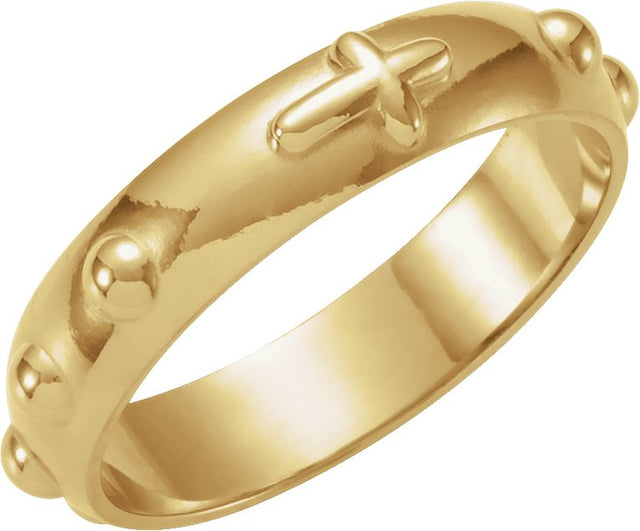 Men's 14K Gold Rosary Ring – 5mm - Yellow Gold
