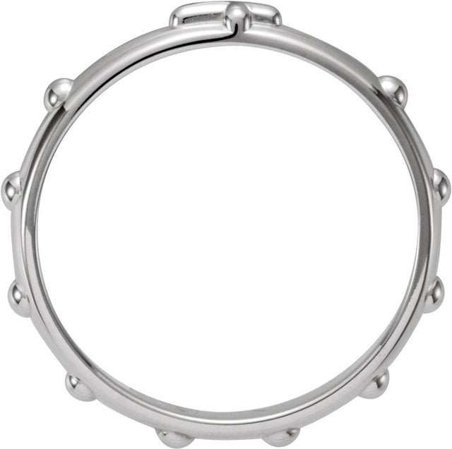Men's 18K Gold Rosary Ring – 3.2mm - White Gold - view 2