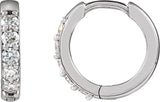 14K Gold Round Natural Diamond Accented Huggie Earrings – 1.3-2mm Stones - White Gold