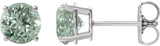 14K Gold Lab-Grown Green Sapphire Round 4-Prong Lightweight Stud Earrings - White Gold