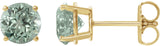 14K Gold Lab-Grown Green Sapphire Round 4-Prong Lightweight Stud Earrings - Yellow Gold