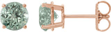 14K Gold Lab-Grown Green Sapphire Round 4-Prong Lightweight Stud Earrings - Rose Gold