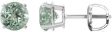 Platinum Lab-Grown Green Sapphire Round 4-Prong Lightweight Stud Earrings