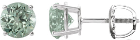 Platinum Lab-Grown Green Sapphire Round 4-Prong Lightweight Stud Earrings