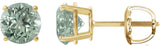 14K Gold Lab-Grown Green Sapphire Round 4-Prong Lightweight Stud Earrings – 8mm Stones - Yellow Gold