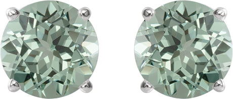 Platinum Lab-Grown Green Sapphire Round 4-Prong Lightweight Stud Earrings - view 2