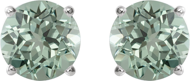 Platinum Lab-Grown Green Sapphire Round 4-Prong Lightweight Stud Earrings - view 2