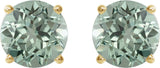 14K Gold Lab-Grown Green Sapphire Round 4-Prong Lightweight Stud Earrings – 8mm Stones - Yellow Gold - view 2