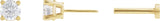 14K Gold Natural White Sapphire Round 4-Prong Lightweight Stud Earrings - Yellow Gold