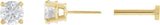 14K Gold Natural White Sapphire Round 4-Prong Lightweight Stud Earrings - Yellow Gold