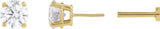 14K Gold Lab-Grown Diamond Round 4-Prong Lightweight Stud Earrings - Yellow Gold