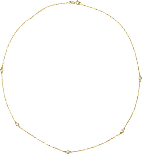 14K Gold Lab-Grown Diamond Bezel-Set Station Necklace - Yellow Gold