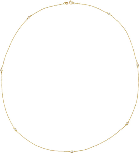14K Gold Lab-Grown Diamond Bezel-Set Station Necklace - Yellow Gold
