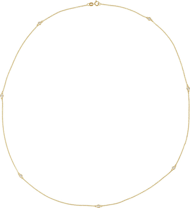 14K Gold Lab-Grown Diamond Bezel-Set Station Necklace - Yellow Gold