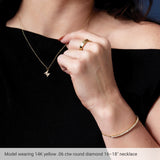 14K Gold Round Natural Diamond Petite Initial Necklace - Rose Gold - view 5