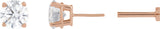 14K Gold Lab-Grown Diamond Round 4-Prong Lightweight Stud Earrings - Rose Gold