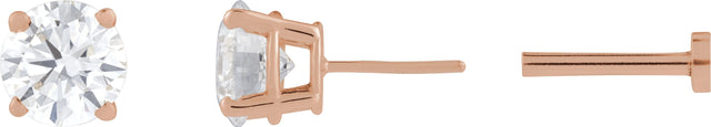 14K Gold Lab-Grown Diamond Round 4-Prong Lightweight Stud Earrings - Rose Gold