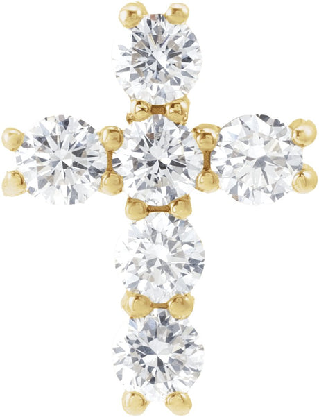 14K Gold Round Natural Diamond Cross Necklace or Pendant – up to 1 3/8 CTW - Yellow Gold