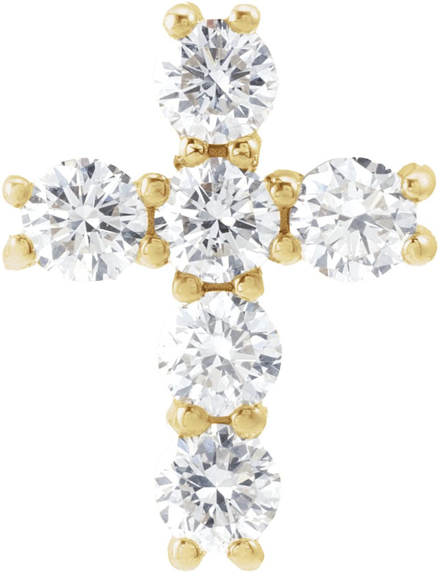 14K Gold Round Natural Diamond Cross Necklace or Pendant – up to 1 3/8 CTW - Yellow Gold