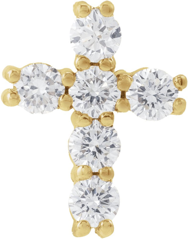 14K Gold Round Lab-Grown Diamond Cross Necklace or Pendant – up to 9/10 CTW - Yellow Gold