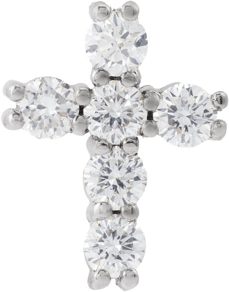 14K Gold Round Lab-Grown Diamond Cross Necklace or Pendant – up to 9/10 CTW - White Gold