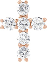 14K Gold Round Lab-Grown Diamond Cross Necklace or Pendant – up to 9/10 CTW - Rose Gold