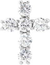 14K Gold Round Lab-Grown Diamond Cross Necklace or Pendant – up to 9/10 CTW - White Gold