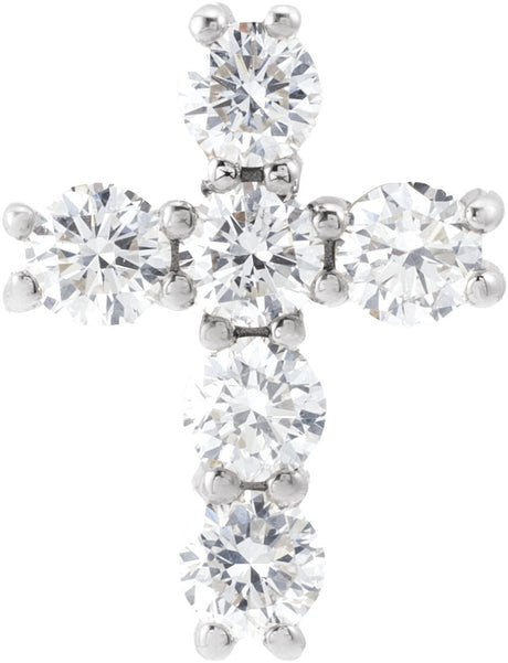 14K Gold Round Lab-Grown Diamond Cross Necklace or Pendant – up to 9/10 CTW - White Gold