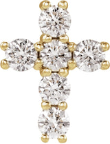 14K Gold Round Lab-Grown Diamond Cross Necklace or Pendant – up to 9/10 CTW - Yellow Gold