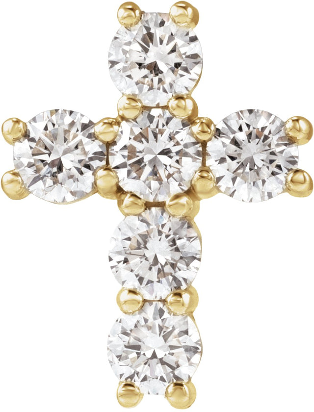 14K Gold Round Lab-Grown Diamond Cross Necklace or Pendant – up to 9/10 CTW - Yellow Gold