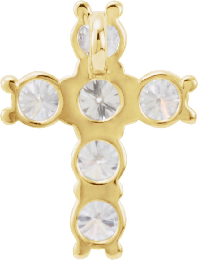 14K Gold Round Natural Diamond Cross Necklace or Pendant – up to 1 3/8 CTW - Yellow Gold - view 3