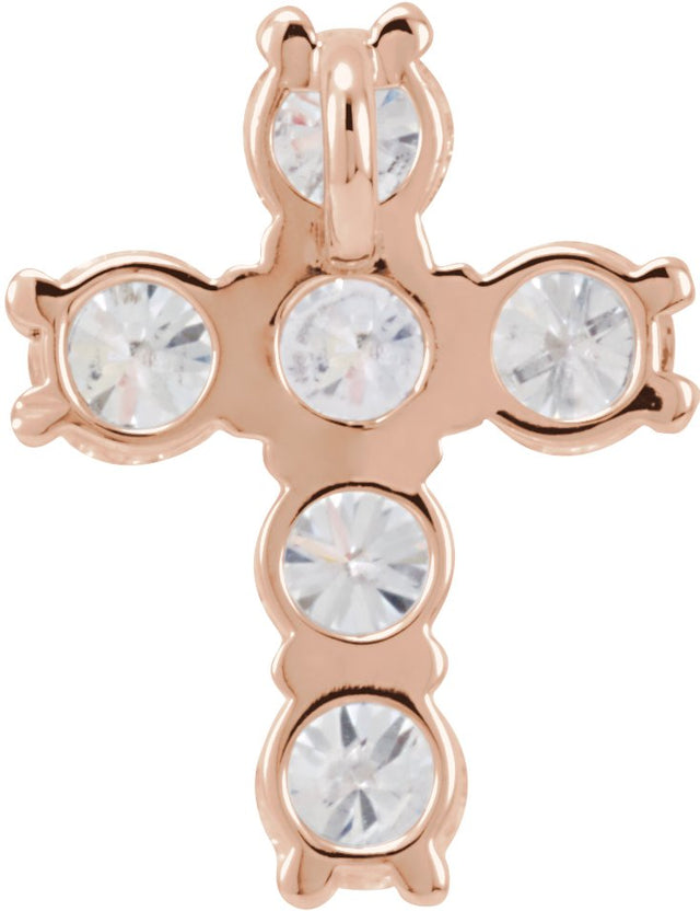 14K Gold Round Natural Diamond Cross Necklace or Pendant – up to 1 3/8 CTW - Rose Gold - view 2