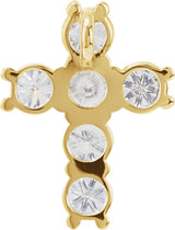14K Gold Round Natural Diamond Cross Necklace or Pendant – up to 1 3/8 CTW - Yellow Gold - view 2