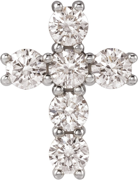 14K Gold Round Lab-Grown Diamond Cross Necklace or Pendant – up to 9/10 CTW - White Gold
