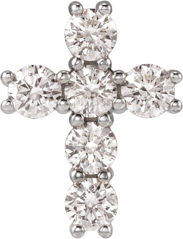 14K Gold Round Lab-Grown Diamond Cross Necklace or Pendant – up to 9/10 CTW - White Gold