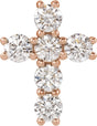 14K Gold Round Lab-Grown Diamond Cross Necklace or Pendant – up to 9/10 CTW - Rose Gold