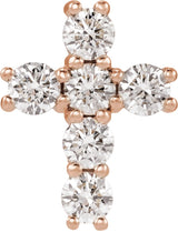 14K Gold Round Lab-Grown Diamond Cross Necklace or Pendant – up to 9/10 CTW - Rose Gold