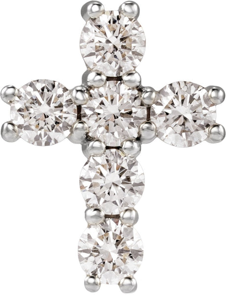 14K Gold Round Lab-Grown Diamond Cross Necklace or Pendant – up to 9/10 CTW - White Gold