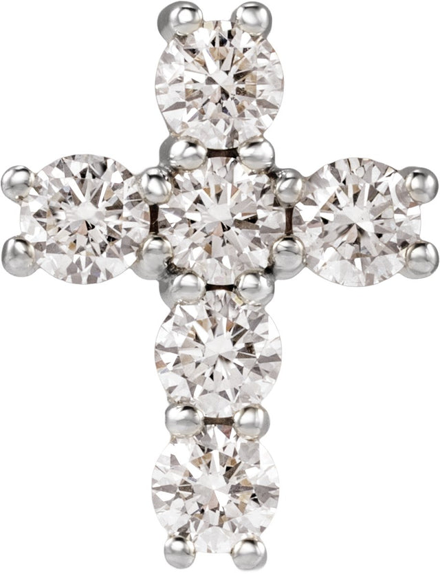 14K Gold Round Lab-Grown Diamond Cross Necklace or Pendant – up to 9/10 CTW - White Gold