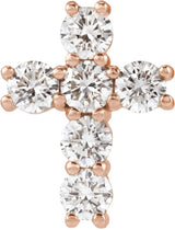 14K Gold Round Lab-Grown Diamond Cross Necklace or Pendant – up to 9/10 CTW - Rose Gold