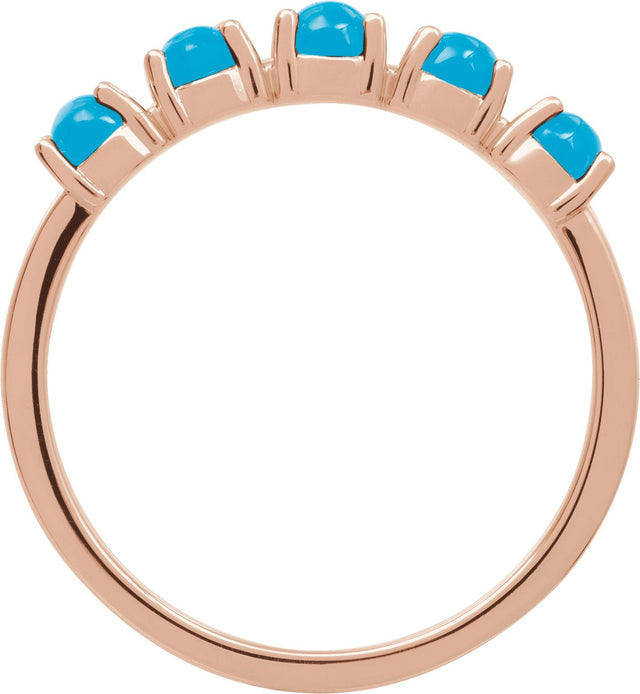 14K Gold Natural Turquoise Cabochon Stackable Ring - Rose Gold - view 2