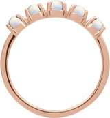 14K Gold Natural Rainbow Moonstone Cabochon Stackable Ring - Rose Gold - view 2