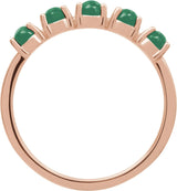 14K Gold Natural Emerald Cabochon Stackable Ring - Rose Gold - view 2