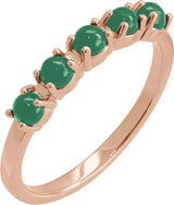 14K Gold Natural Emerald Cabochon Stackable Ring - Rose Gold