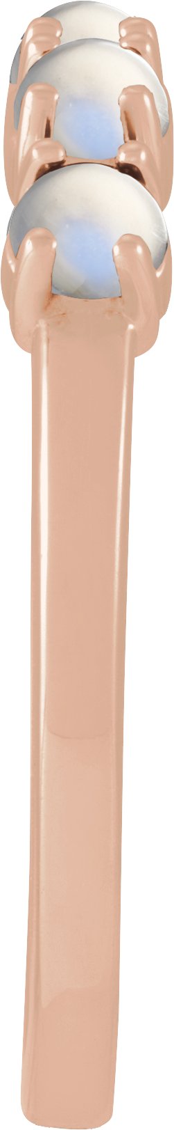 14K Gold Natural Rainbow Moonstone Cabochon Stackable Ring - Rose Gold - view 3