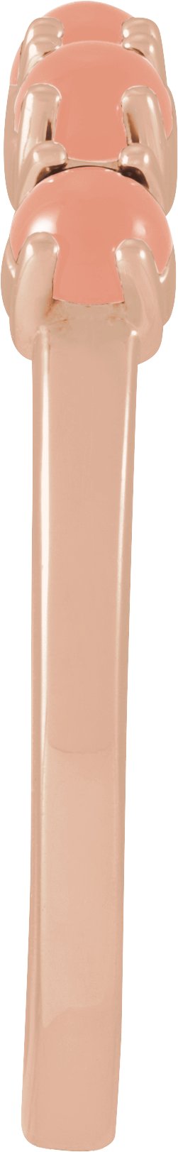 14K Gold Natural Pink Coral Cabochon Stackable Ring - Rose Gold - view 3
