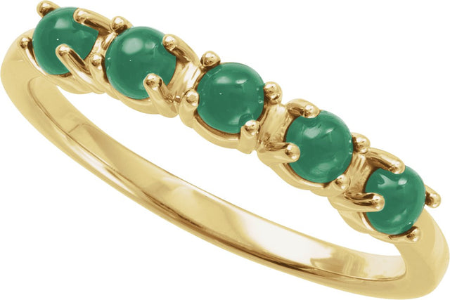 14K Gold Natural Emerald Cabochon Stackable Ring - Yellow Gold - view 4